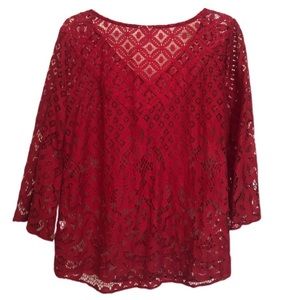 Fig and Flower Red Lace Shirt